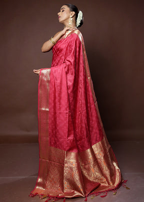 Pink Dupion Silk Saree With Blouse Piece