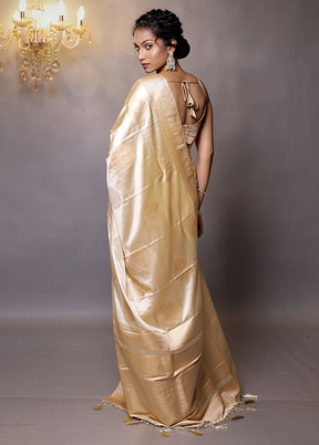 Cream Dupion Silk Saree With Blouse Piece - Indian Silk House Agencies