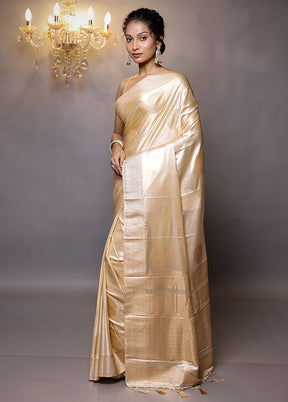 Cream Dupion Silk Saree With Blouse Piece - Indian Silk House Agencies