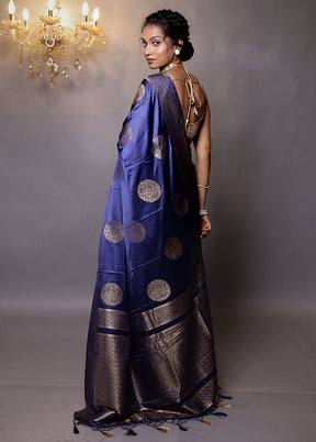 Blue Dupion Silk Saree With Blouse Piece - Indian Silk House Agencies