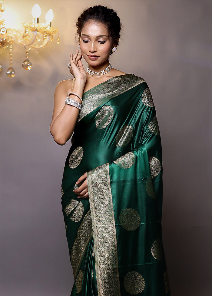 Green Dupion Silk Saree With Blouse Piece