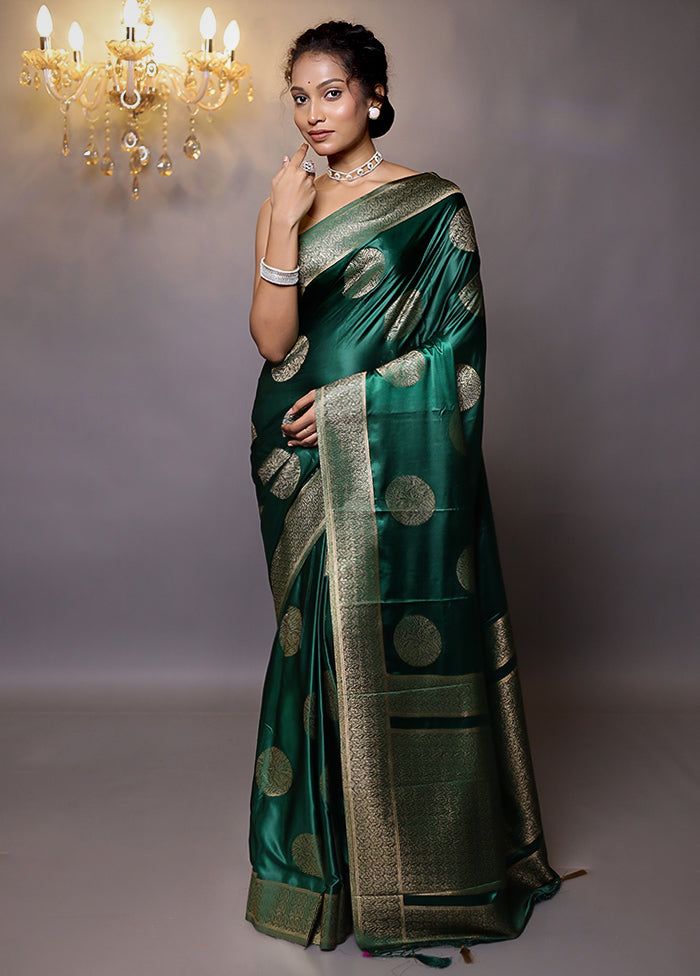 Green Dupion Silk Saree With Blouse Piece