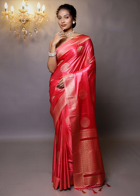 Pink Dupion Silk Saree With Blouse Piece