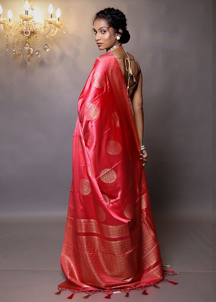 Pink Dupion Silk Saree With Blouse Piece