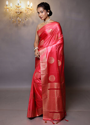 Pink Dupion Silk Saree With Blouse Piece