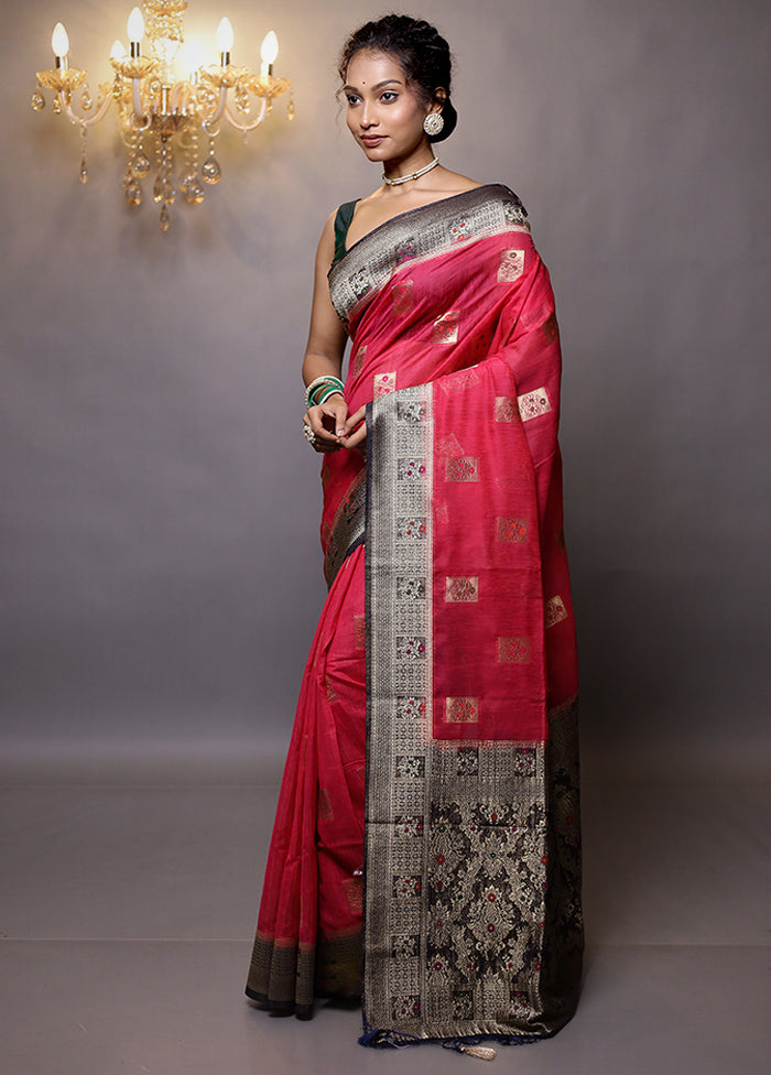 Pink Dupion Silk Saree With Blouse Piece