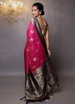 Pink Dupion Silk Saree With Blouse Piece