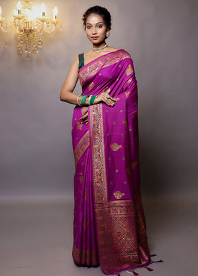 Purple Dupion Silk Saree With Blouse Piece