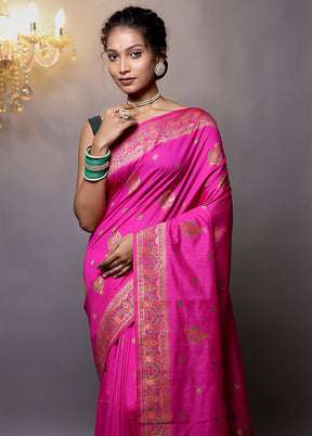 Pink Dupion Silk Saree With Blouse Piece