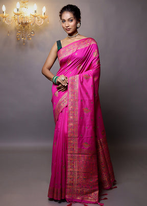 Pink Dupion Silk Saree With Blouse Piece