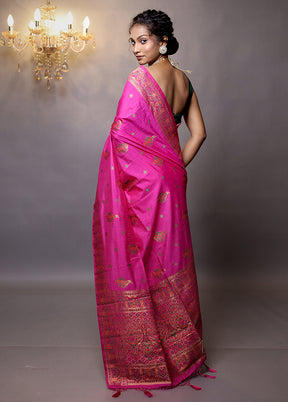 Pink Dupion Silk Saree With Blouse Piece