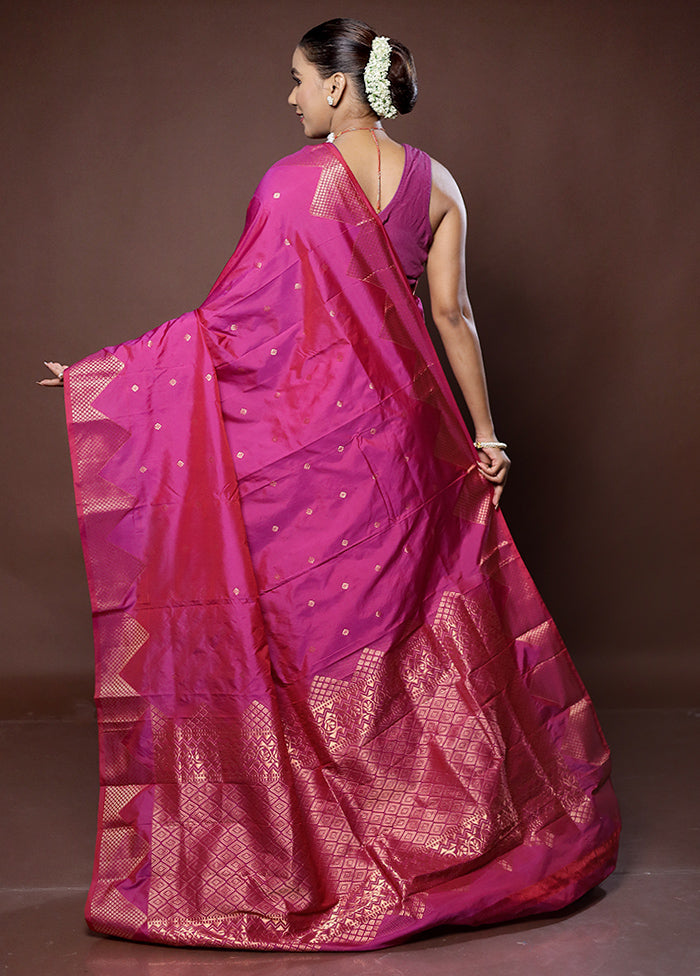 Purple Kanjivaram Silk Saree With Blouse Piece - Indian Silk House Agencies