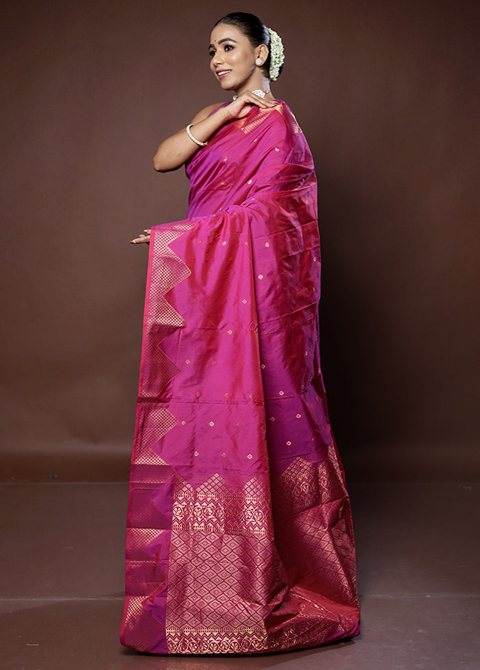 Purple Kanjivaram Silk Saree With Blouse Piece - Indian Silk House Agencies