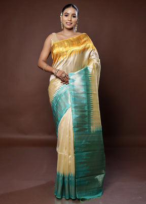 Cream Tussar Silk Saree With Blouse Piece - Indian Silk House Agencies