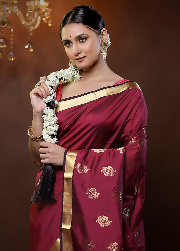 Pink Kanjivaram Silk Saree With Blouse Piece