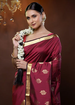 Pink Kanjivaram Silk Saree With Blouse Piece