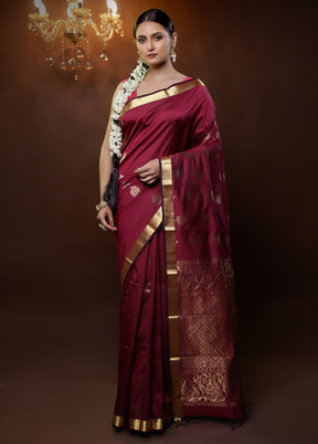 Pink Kanjivaram Silk Saree With Blouse Piece