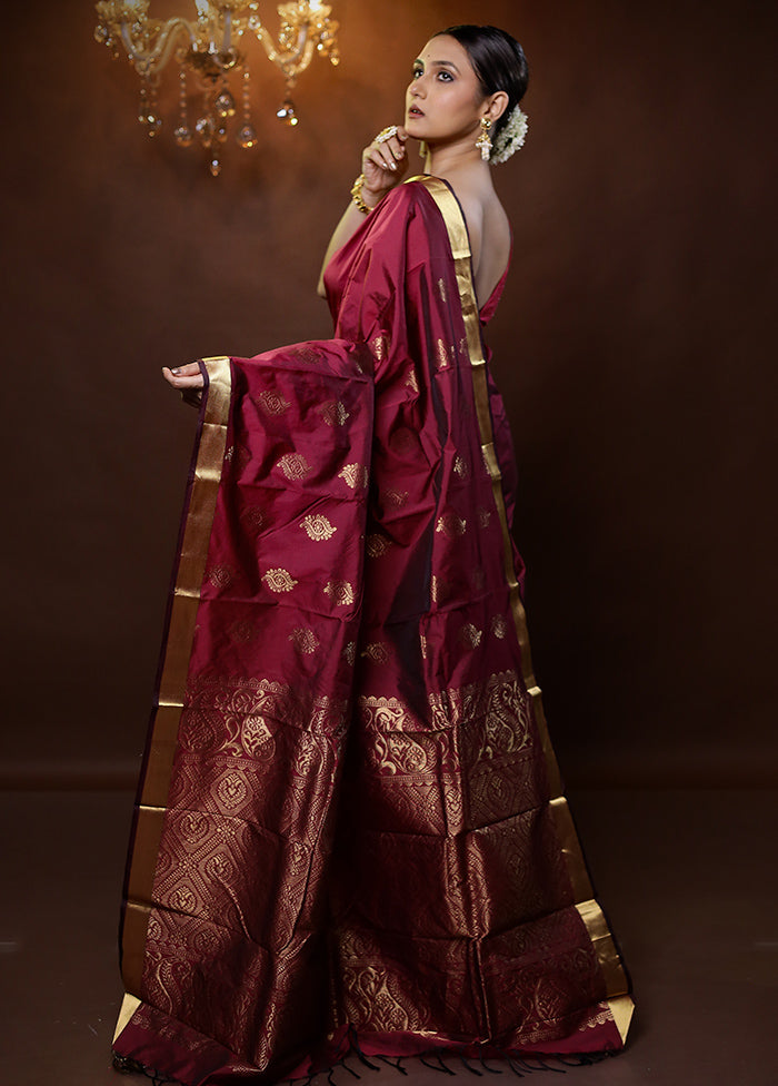 Pink Kanjivaram Silk Saree With Blouse Piece