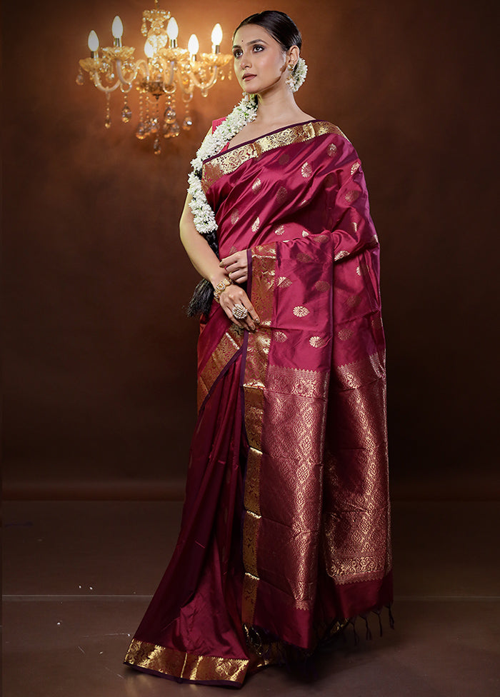 Pink Kanjivaram Silk Saree With Blouse Piece