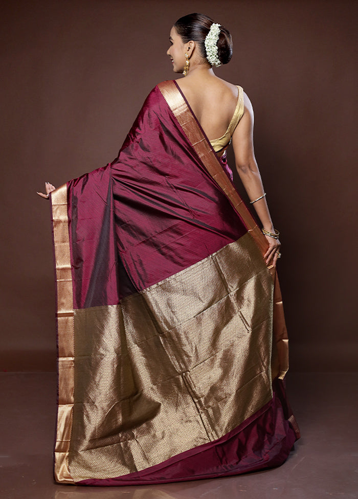 Purple Kanjivaram Silk Saree With Blouse Piece - Indian Silk House Agencies