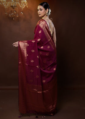 Purple Dupion Silk Saree With Blouse Piece