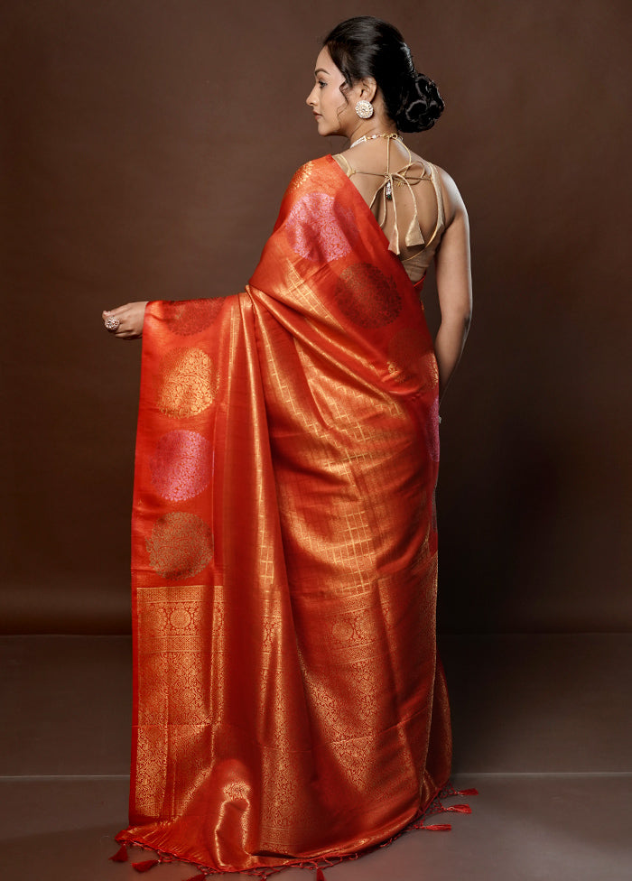 Pink Dupion Silk Saree With Blouse Piece