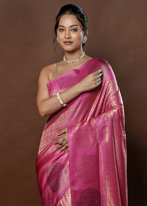 Pink Dupion Silk Saree With Blouse Piece