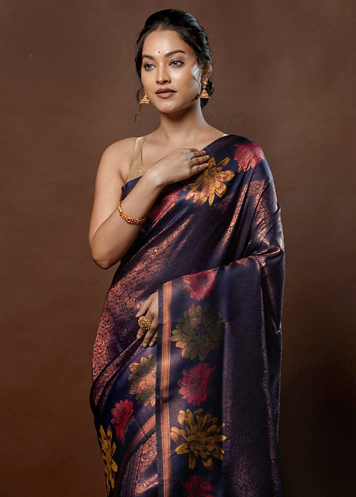 Black Dupion Silk Saree With Blouse Piece