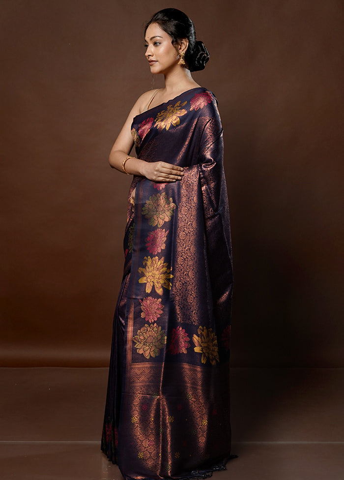 Black Dupion Silk Saree With Blouse Piece