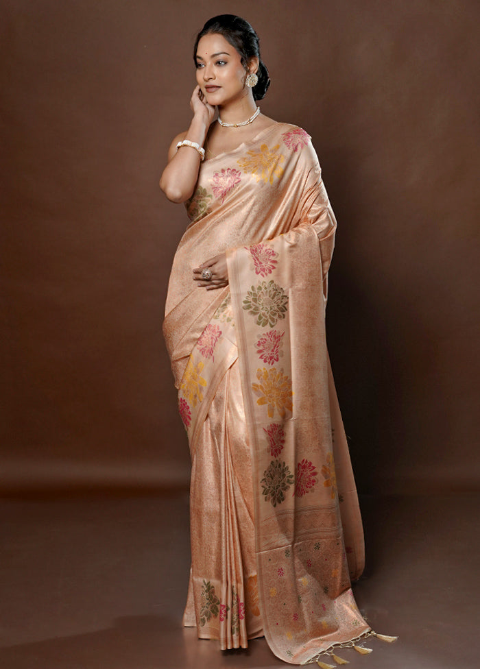 Cream Dupion Silk Saree With Blouse Piece