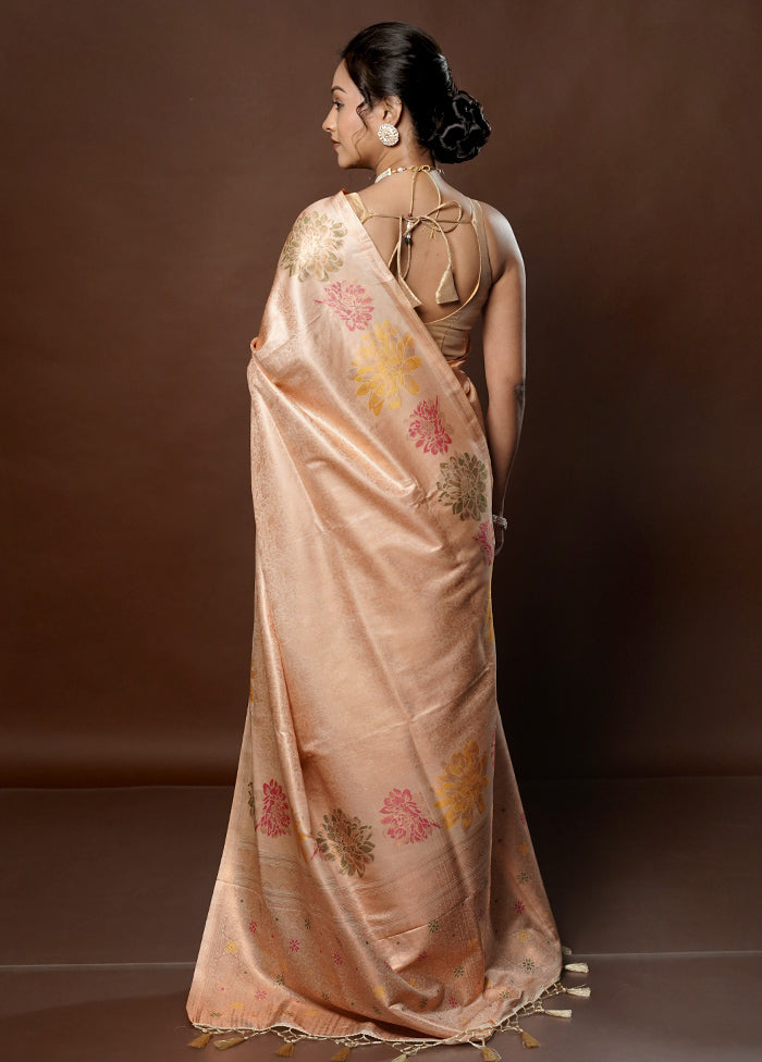 Cream Dupion Silk Saree With Blouse Piece