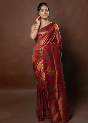 Maroon Dupion Silk Saree With Blouse Piece