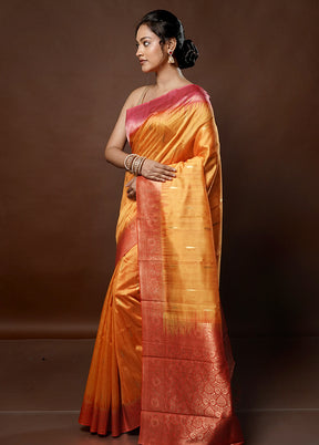 Yellow Tussar Silk Saree With Blouse Piece - Indian Silk House Agencies