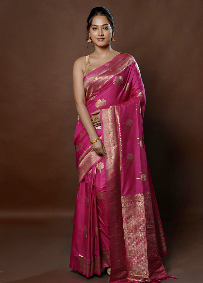 Pink Dupion Silk Saree With Blouse Piece