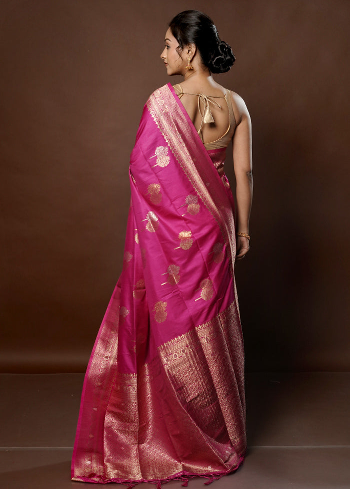 Pink Dupion Silk Saree With Blouse Piece