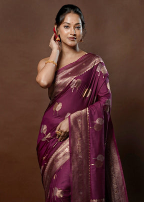 Purple Dupion Silk Saree With Blouse Piece - Indian Silk House Agencies