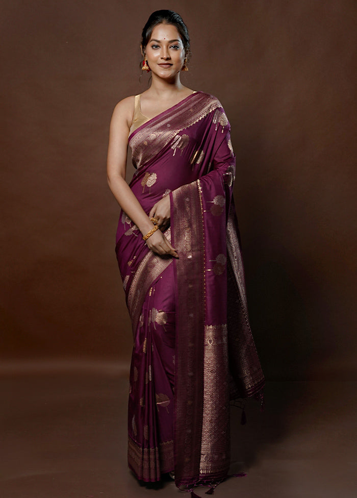 Purple Dupion Silk Saree With Blouse Piece - Indian Silk House Agencies