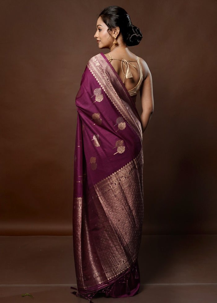 Purple Dupion Silk Saree With Blouse Piece - Indian Silk House Agencies