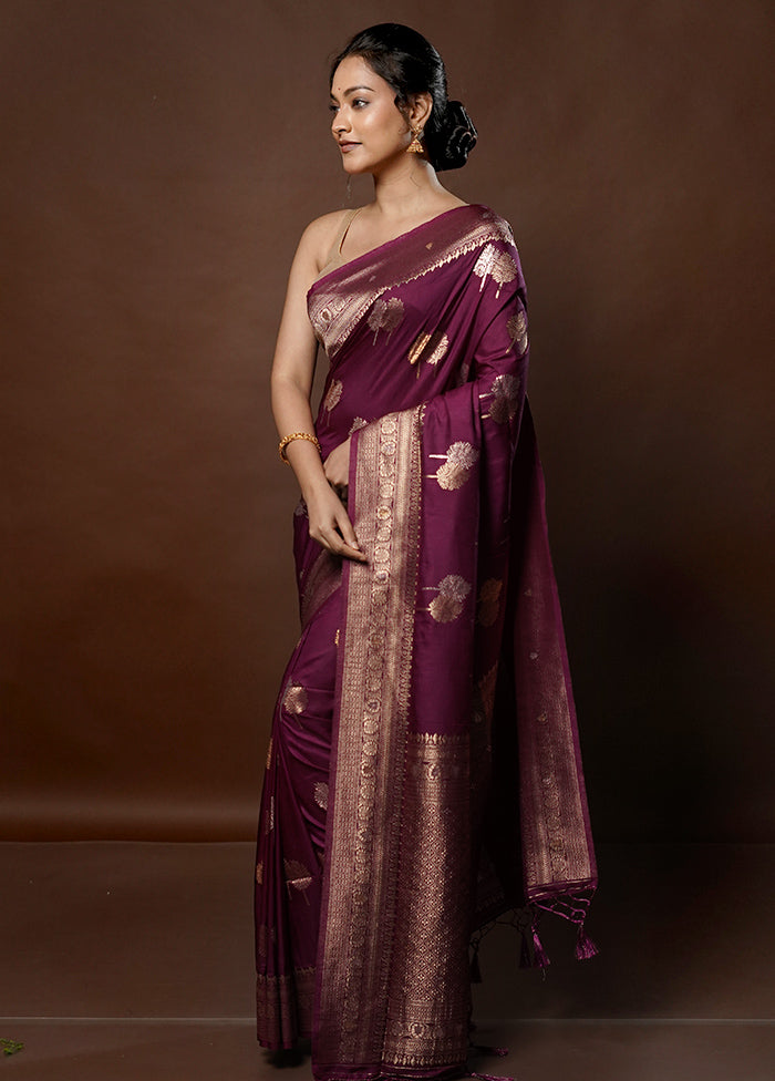 Purple Dupion Silk Saree With Blouse Piece - Indian Silk House Agencies