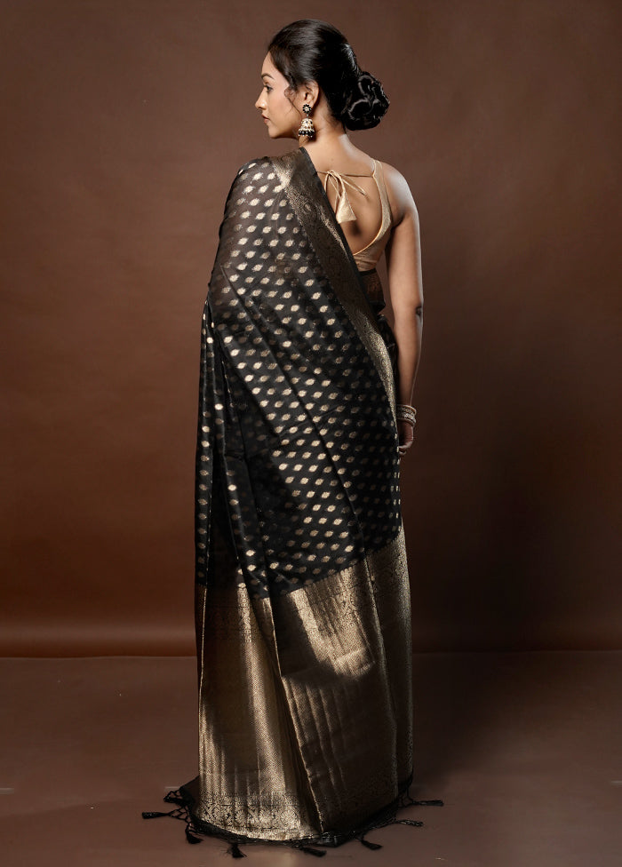 Black Dupion Silk Saree With Blouse Piece