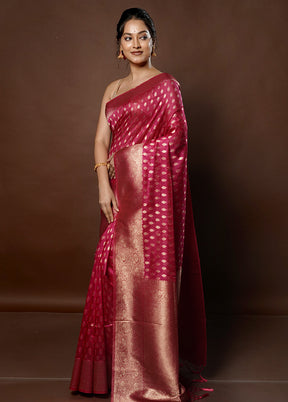 Pink Dupion Silk Saree With Blouse Piece