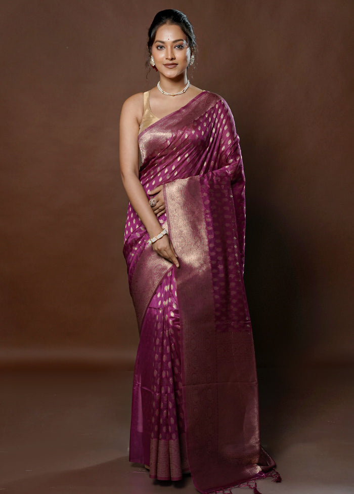 Purple Dupion Silk Saree With Blouse Piece