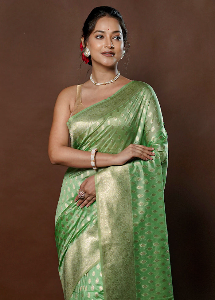 Green Dupion Silk Saree With Blouse Piece - Indian Silk House Agencies