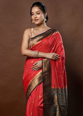 Pink Dupion Silk Saree With Blouse Piece