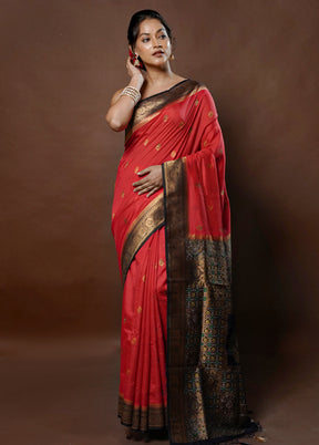 Pink Dupion Silk Saree With Blouse Piece