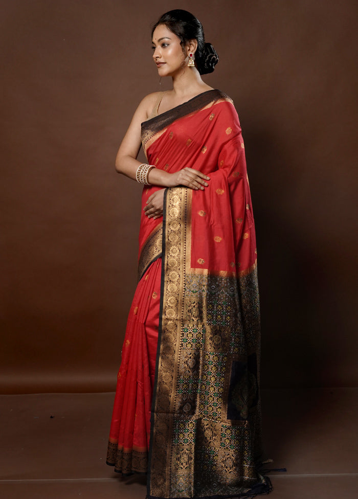 Pink Dupion Silk Saree With Blouse Piece