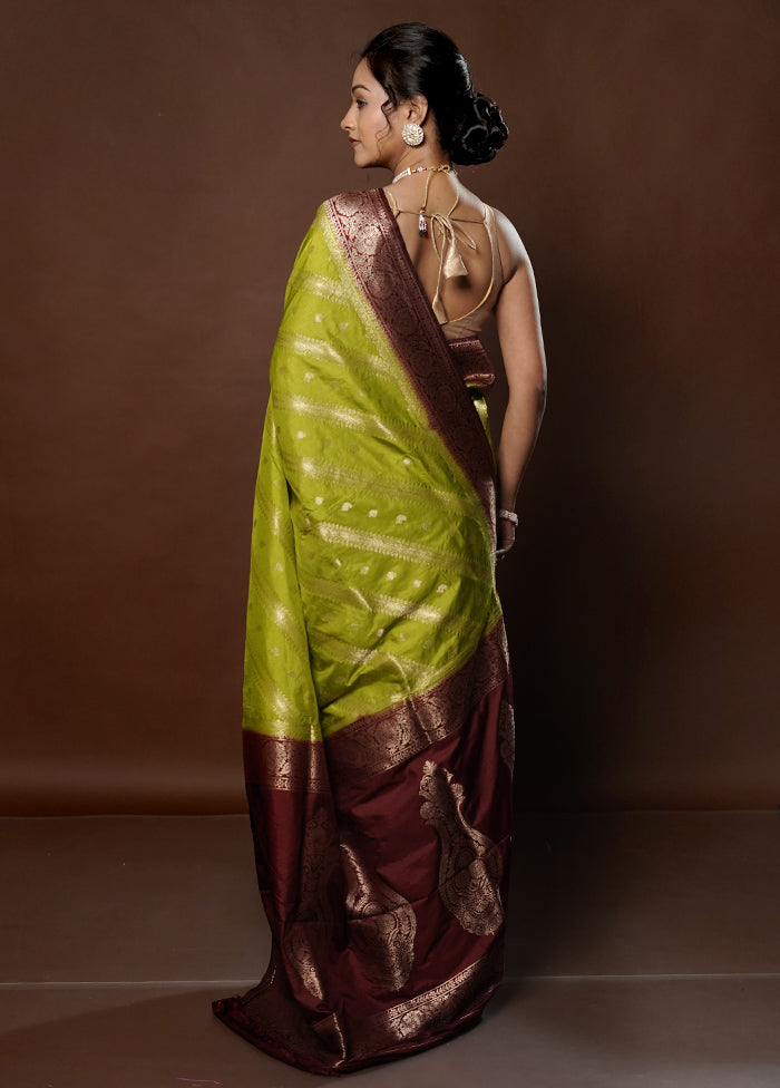 Green Dupion Silk Saree With Blouse Piece