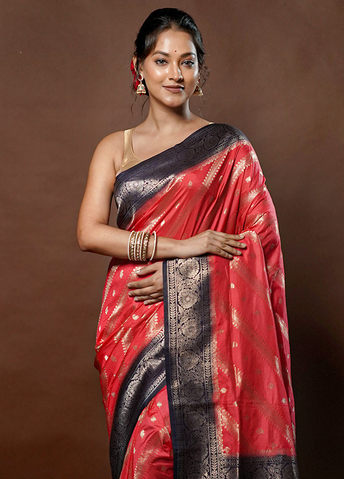 Pink Dupion Silk Saree With Blouse Piece