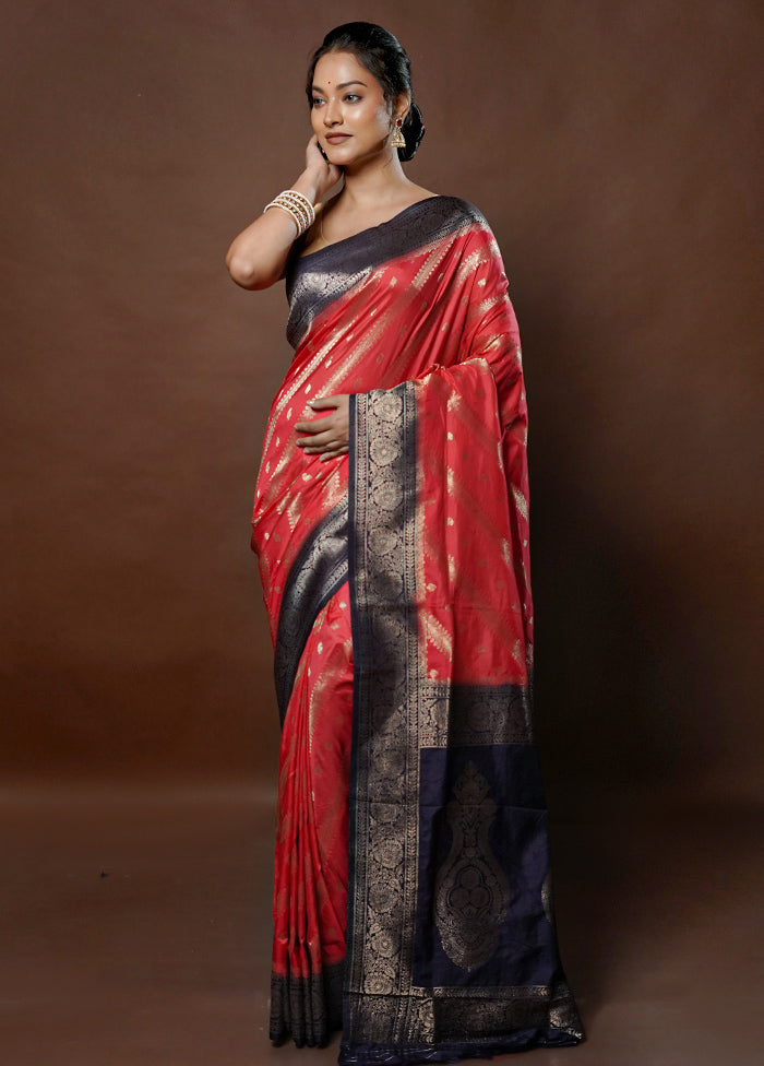 Pink Dupion Silk Saree With Blouse Piece