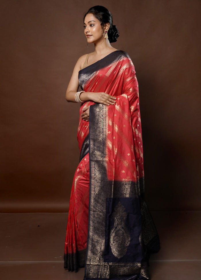 Pink Dupion Silk Saree With Blouse Piece